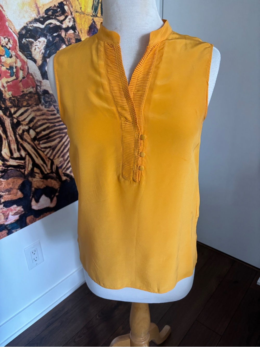 Reiss Sleeveless Mandarin Collar Camisole in Mustard